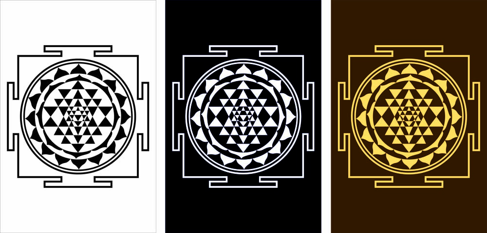 Golden Shri Yantra Trio