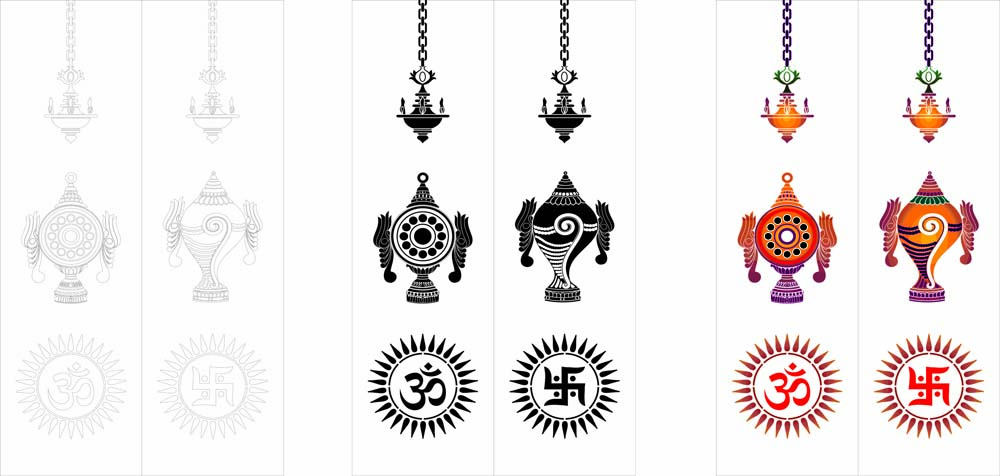 Small Diya and Om Stickers